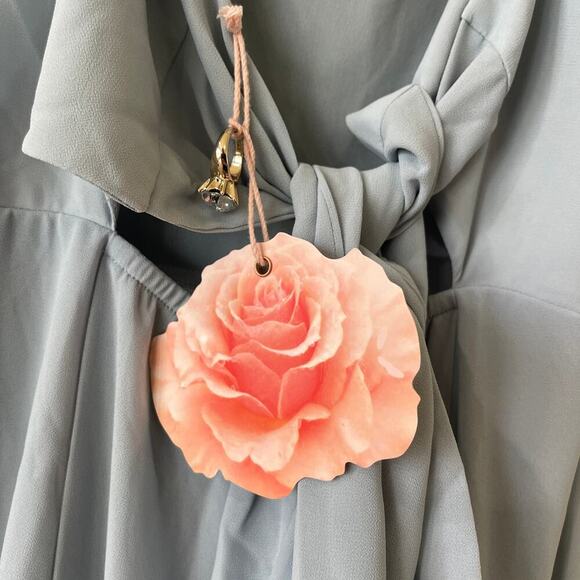 Show Me Your Mumu Lauren Tie Maxi Dress Steel Blue Chiffon Size Small NWT - Picture 9 of 12